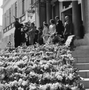 Koninginnedag, defilee op Soestdijk, carnavalsvereniging biedt iets aan, Bestanddeelnr 919-0981