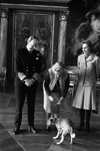 Koningin Juliana ontvangt Sir John Treacher, commissaris chief channel, op Huis , Bestanddeelnr 929-0283
