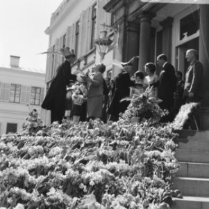 Koninginnedag, defilee op Soestdijk, carnavalsvereniging biedt iets aan, Bestanddeelnr 919-0983
