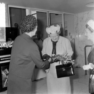 Koningin Juliana ontvangt bloemen, Bestanddeelnr 917-7552