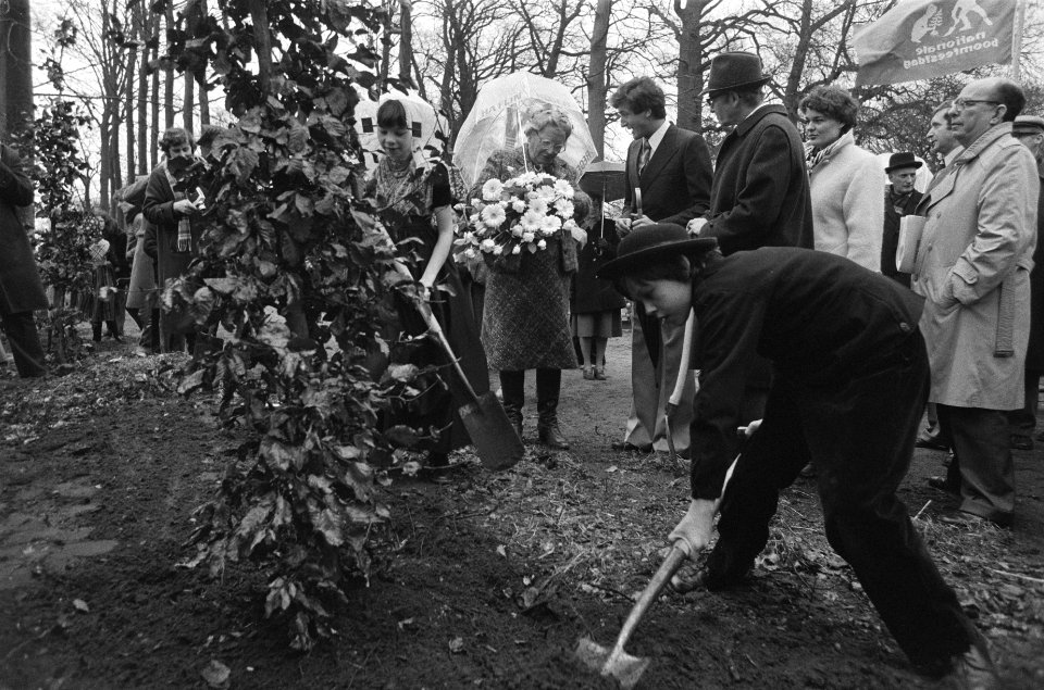 Koningin Juliana ontvangt een boeket bloemen, Bestanddeelnr 930-1800