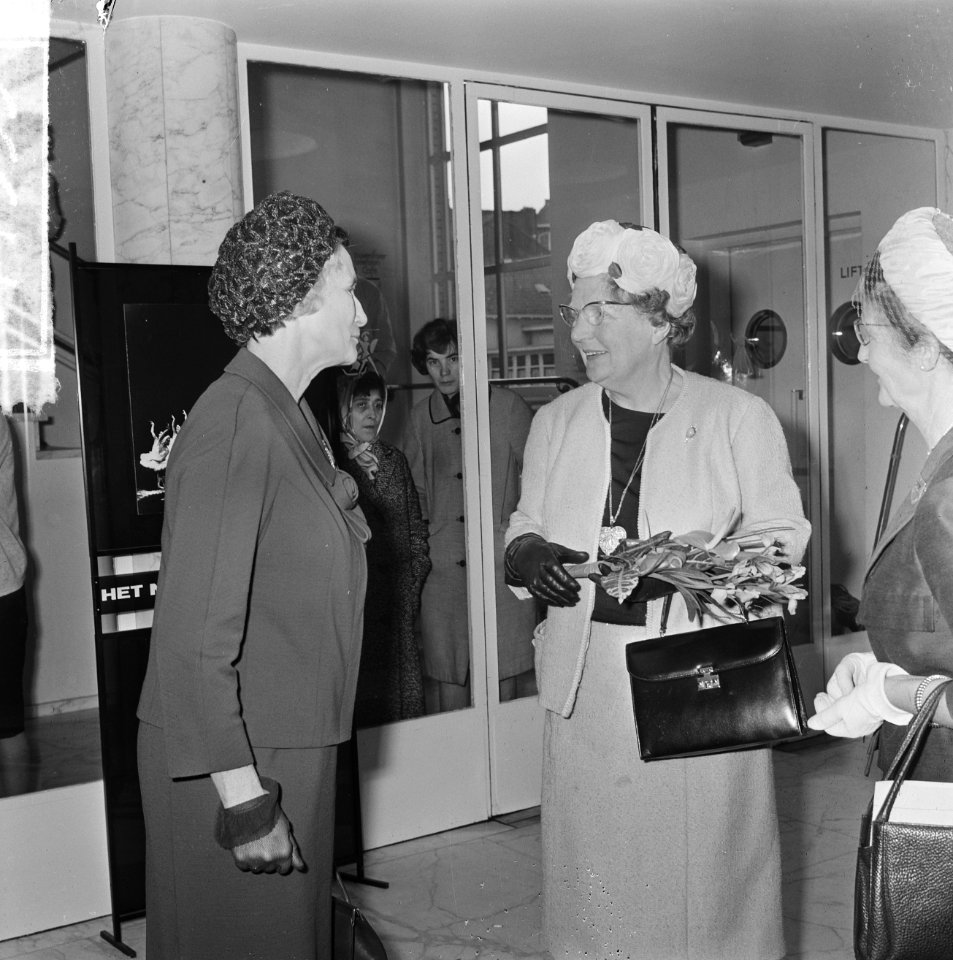 Koningin Juliana ontvangt bloemen, Bestanddeelnr 917-7553