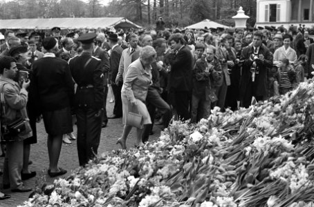 Koninginnedag. koningin Juliana in de tuin, Bestanddeelnr 921-3044