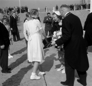 Koningin Juliana ontvangt bloemen, Bestanddeelnr 904-5392