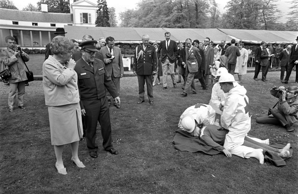 Koninginnedag. koningin Juliana in de tuin, Bestanddeelnr 921-3042