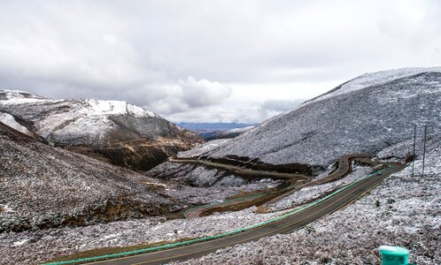 Highway snow mountain the scenery photo