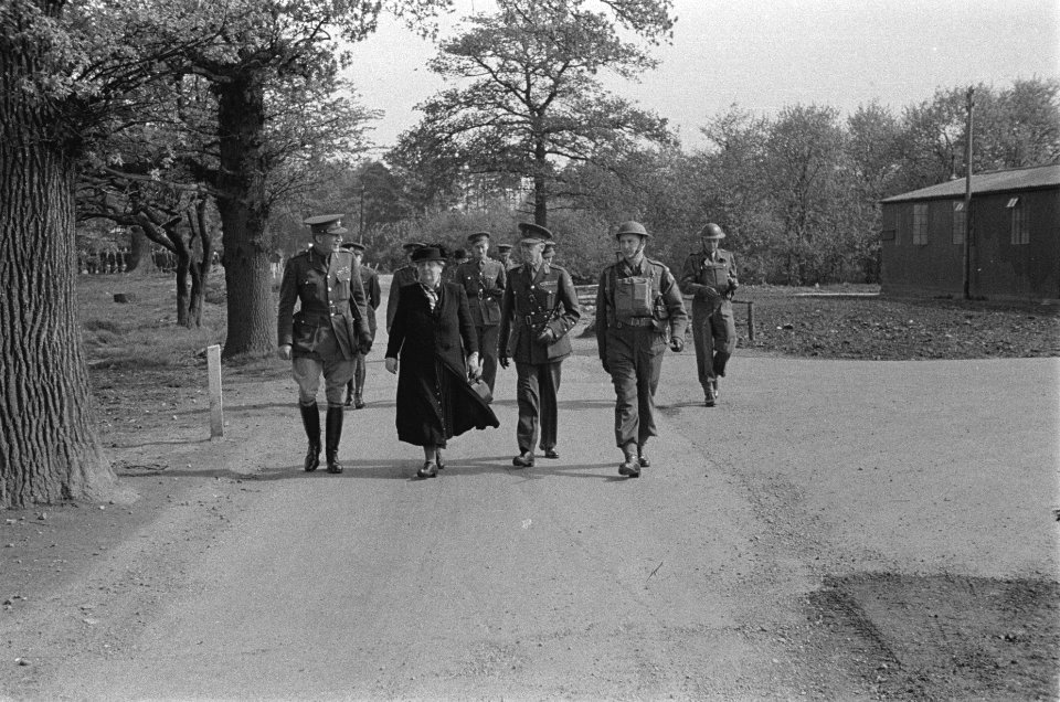 Koningin Wilhelmina op bezoek bij de Prinses Irene Brigade in het militaire kam…, Bestanddeelnr 934-9559