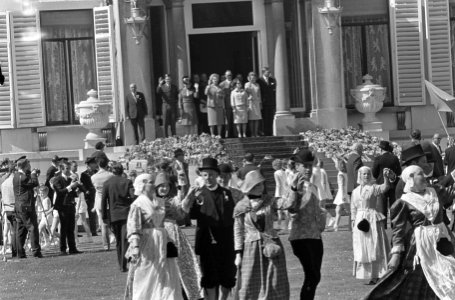Koninginnedag, defilee op Soestdijk, defilee langs bordes, Bestanddeelnr 919-0987