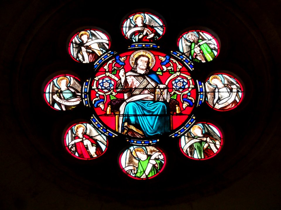 Le Barp (Gironde) église, vitrail rosette