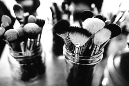 Make-up brushes set gray field photo