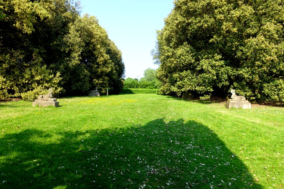 Lawn with sphinxes - Bentley Wildfowl and Motor Museum - Halland, East Sussex, England - DSC05944