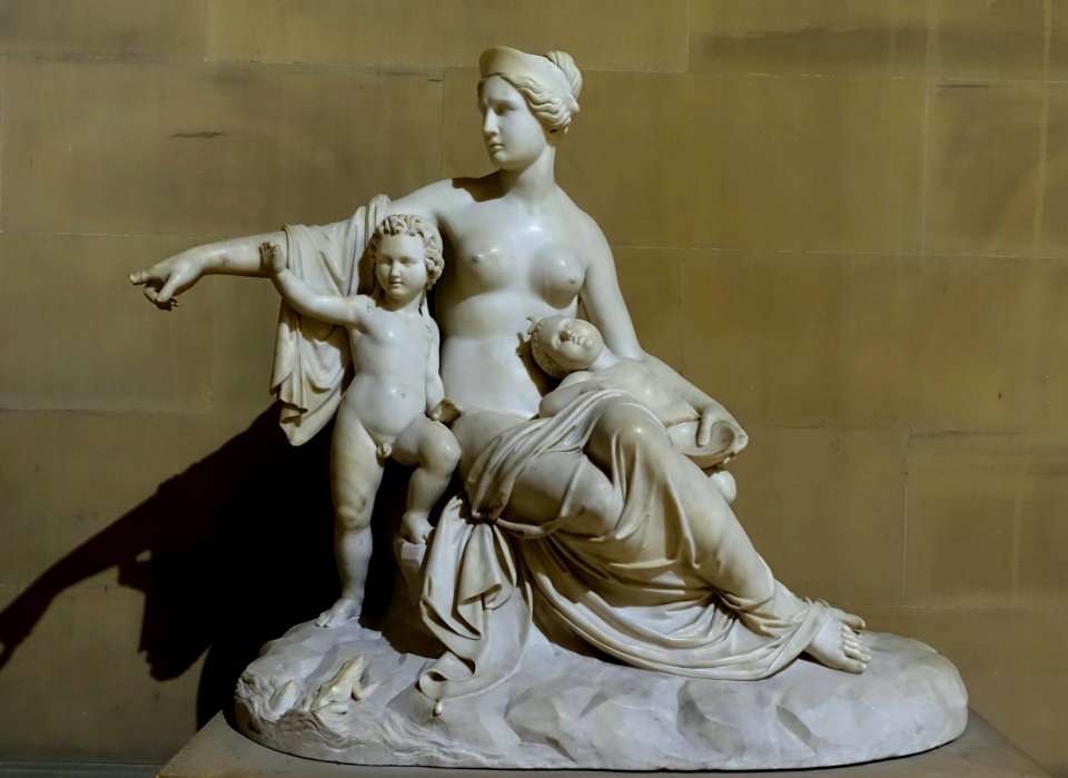 Latona with the infants Apollo and Artemis, by Francesco Pozzi, 1824, marble - Sculpture Gallery, Chatsworth House - Derbyshire, England - DSC03504