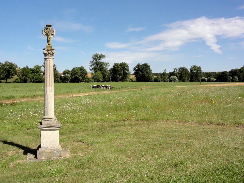 Le Bouchon-sur-Saulx (Mesue) croix de chemin et paysage