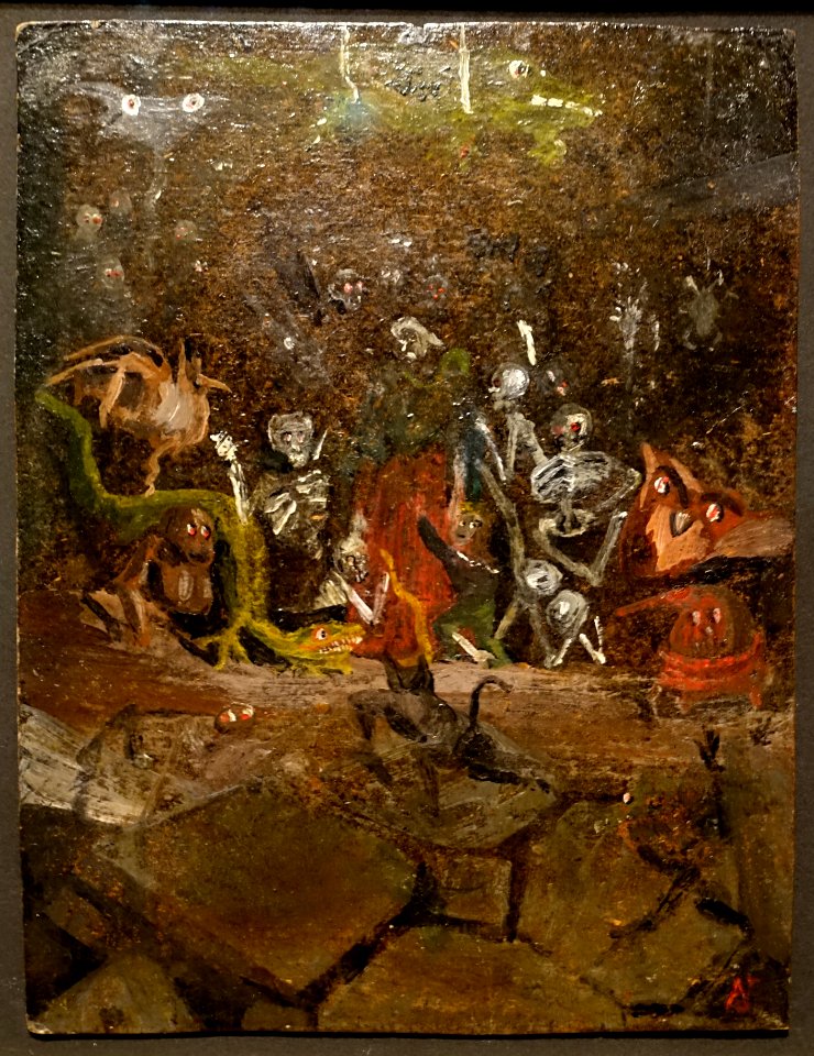 Le crocodile aux phantasmes, by Alfred Jarry, c. 1894, oil on board - The Carnival of Being (Alfred Jarry at the Morgan) - Morgan Library & Museum - New York City - DSC06821