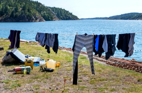 Laundry on a line in Röe Sandvik by Åbyfjorden 2 photo
