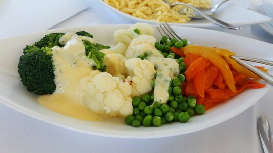 Peas plate cutlery photo