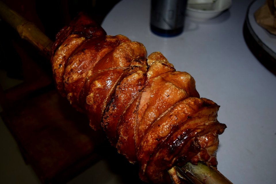 Lechon liempo (pork belly lechon) Philippines