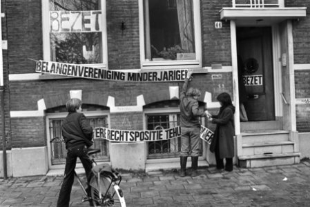 Leden Belangenvereniging Minderjarigen (BM) bezetten diverse plaatsen in het lan, Bestanddeelnr 931-1443