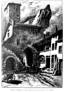 Le Lyon de nos pères, Vingtrinier et Drevet, 1901, page 086, dessin de Joannès Drevet, restes du rempart de Saint-Irénée