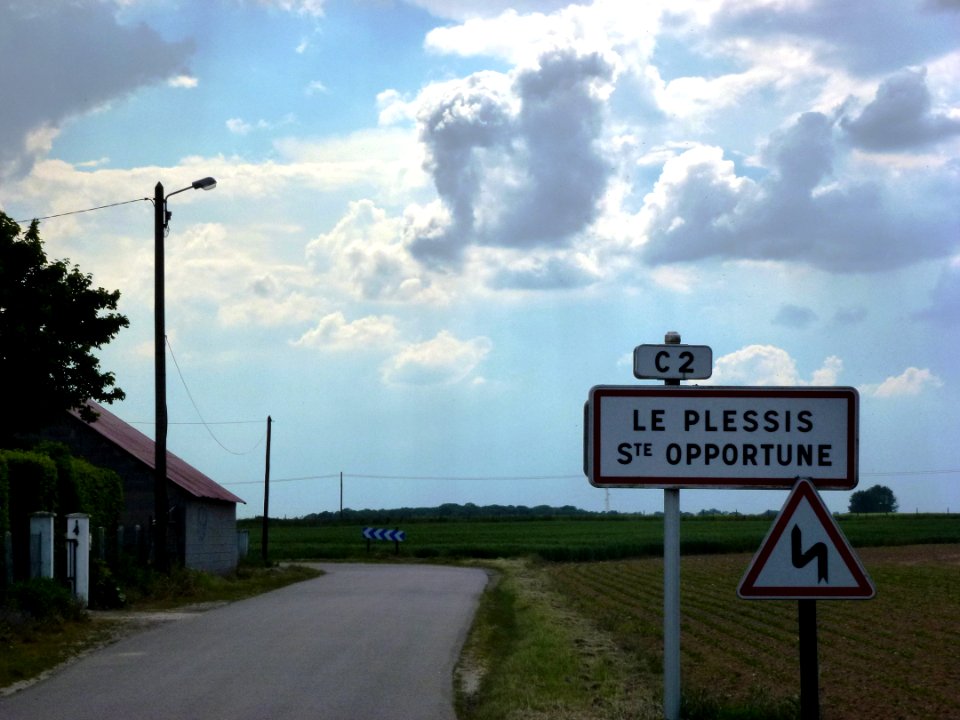 Le Plessis-Sainte-Opportune (Eure, Fr) city limit sign Le Plessis