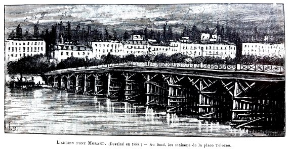 Le Lyon de nos pères, Vingtrinier et Drevet, 1901, page 330, dessin de Joannès Drevet, l'ancient pont Morand, dessiné en 1888