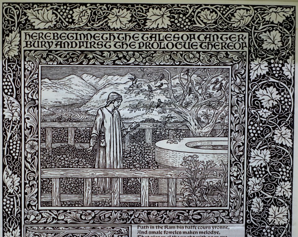 Leaf from the Kelmscott Chaucer, after Edward Burne Jones, detail, 1896, wood engraving on laid paper - Fogg Museum - Harvard University - DSC01717