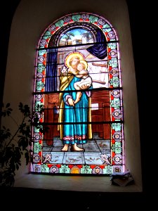 Le Chambon-Feugerolles (Loire, Fr) église, vitrail St.Joseph