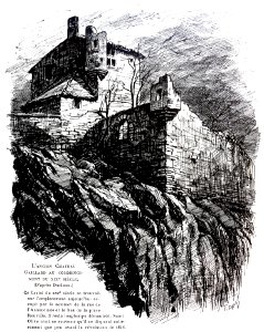 Le Lyon de nos pères, Vingtrinier et Drevet, 1901, page 308, dessin de Joannès Drevet d'après Duclaux, l'ancien château Gaillard au commencement du XIXe siècle