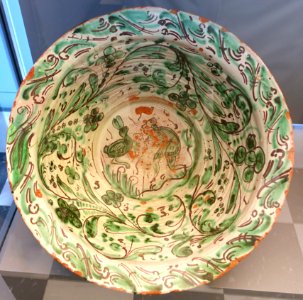 Lebrillo (big earthenware bowl) with shepherd and hare, Teruel, Spain, 18th century AD, ceramic - Museo Nacional de Artes Decorativas - Madrid, Spain - DSC08220
