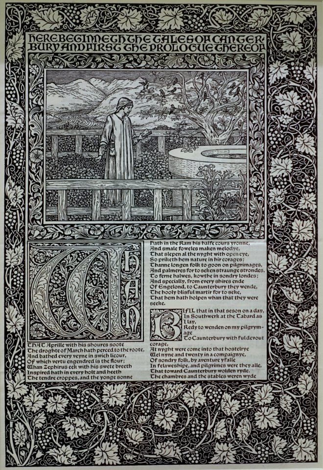 Leaf from the Kelmscott Chaucer, after Edward Burne Jones, 1896, wood engraving on laid paper - Fogg Museum - Harvard University - DSC01715