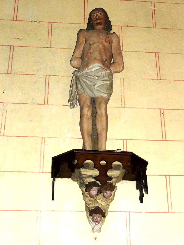 Le Grez (Sarthe) église, statue saint Sébastien