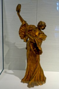 Le Jeu de l'echarpe (Dancer with tambourine) by Agathon Leonard, before 1901, Susse Freres, Paris, gilt bronze - Hessisches Landesmuseum Darmstadt - Darmstadt, Germany - DSC00940