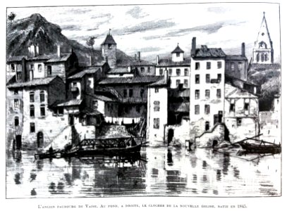 Le Lyon de nos pères, Vingtrinier et Drevet, 1901, page 296, dessin de Joannès Drevet, l'ancien faubourg de Vaise