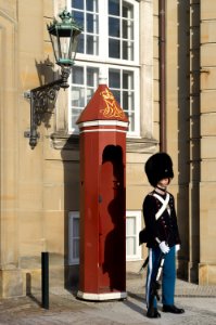 Lantern sentry box soldier Amalienborg Copenhagen Denmark