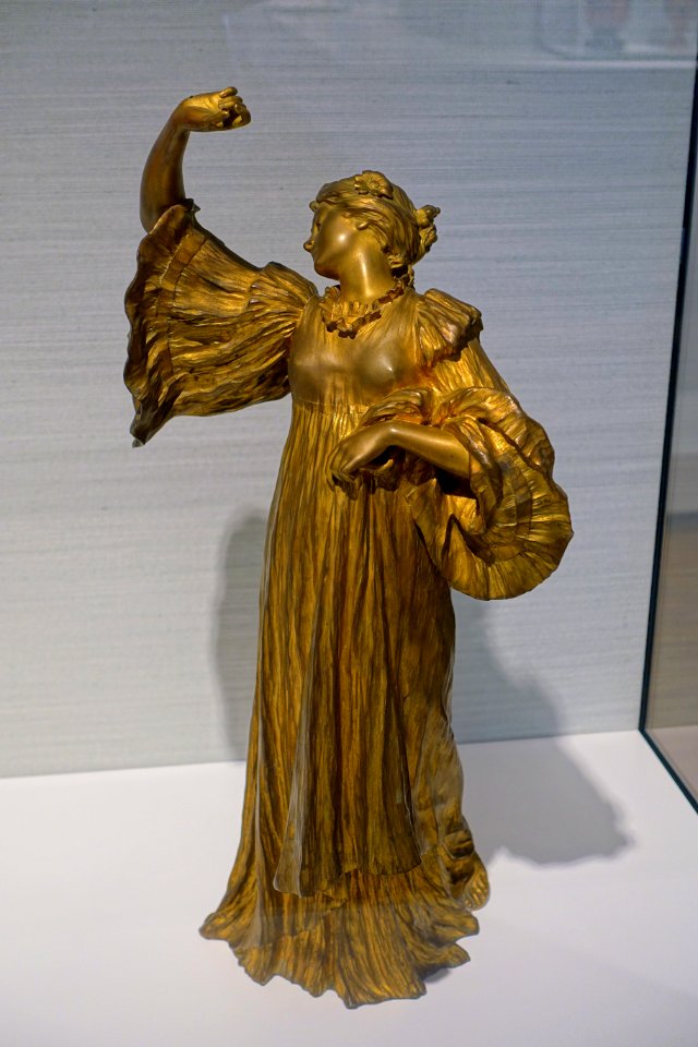 Le Jeu de l'echarpe (Dancer) by Agathon Leonard, before 1901, Susse Freres, Paris, gilt bronze - Hessisches Landesmuseum Darmstadt - Darmstadt, Germany - DSC00946