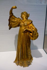 Le Jeu de l'echarpe (Dancer) by Agathon Leonard, before 1901, Susse Freres, Paris, gilt bronze - Hessisches Landesmuseum Darmstadt - Darmstadt, Germany - DSC00946