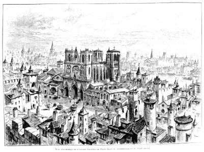 Le Lyon de nos pères, Vingtrinier et Drevet, 1901, page 027, Rougeron-Vignerot-Demoulin et Joannès Drevet, vue d'ensemble de l'ancien cloître de Saint-Jean