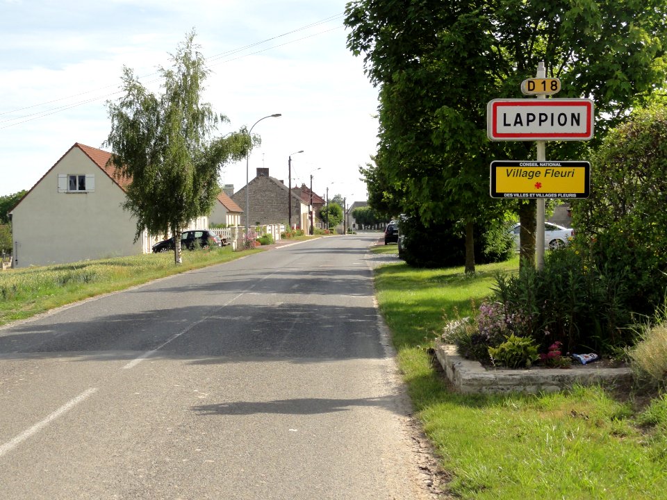Lappion (Aisne) city limit sign
