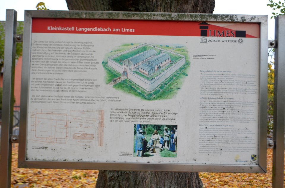 Langendiebach, Alter Friedhof, Infotafel Kastell