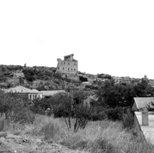 Landschap rond Châteauneuf-du-Pape, met cypressen, olijfbomen en op de heuvel de, Bestanddeelnr 254-0253