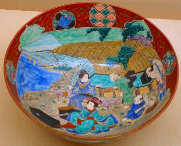 Large bowl, made by Kutani Shoza, late Edo period, ceramic - Nomura Samurai Family Residence - Nagamachi - Kanazawa, Japan - DSC00497