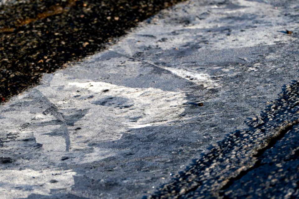 Large ice crystals in a frozen puddle 3
