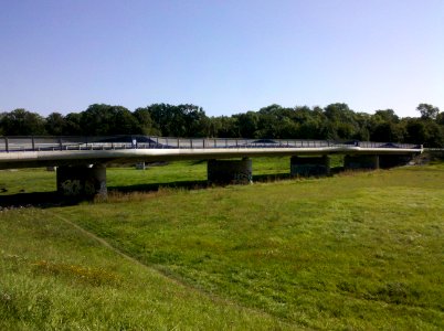 Lauersche Brücke bzw. Bauwerk 8 die S 46 über das Elsterhochflutbett führend -Fernansicht- im August 2017b