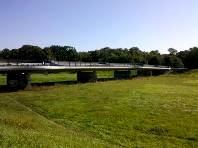 Lauersche Brücke bzw. Bauwerk 8 die S 46 über das Elsterhochflutbett führend -Fernansicht- im August 2017a