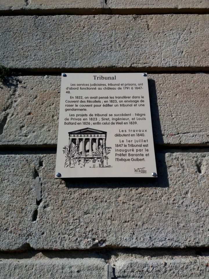 Largentière - Tribunal - Plaque descriptive