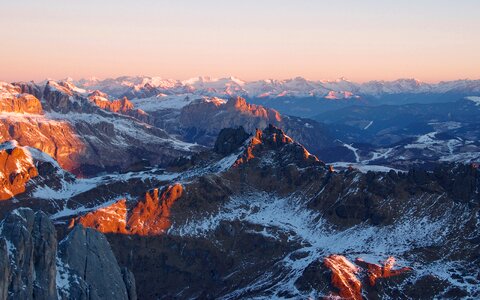 Sunrise from marmolada italy alps photo