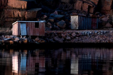 Last light of the day on shacks in Govik 6 photo
