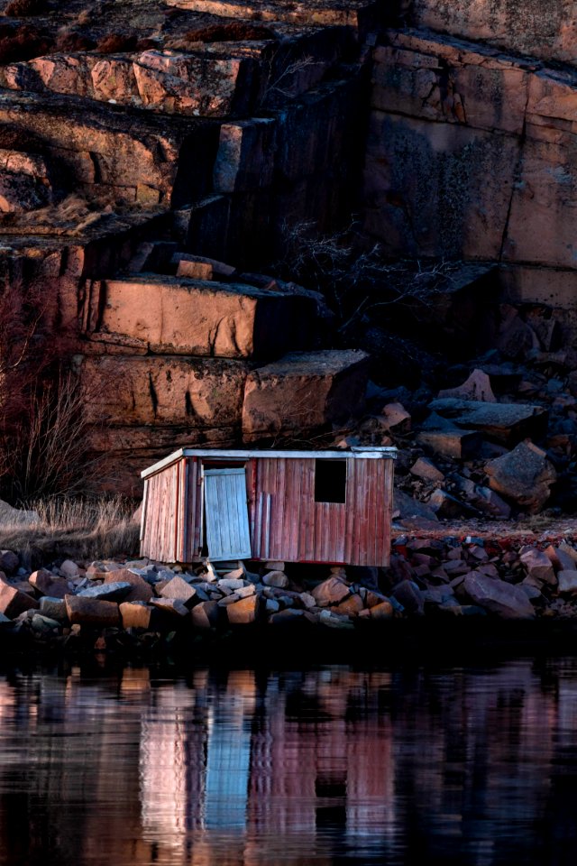 Last light of the day on shack in Govik
