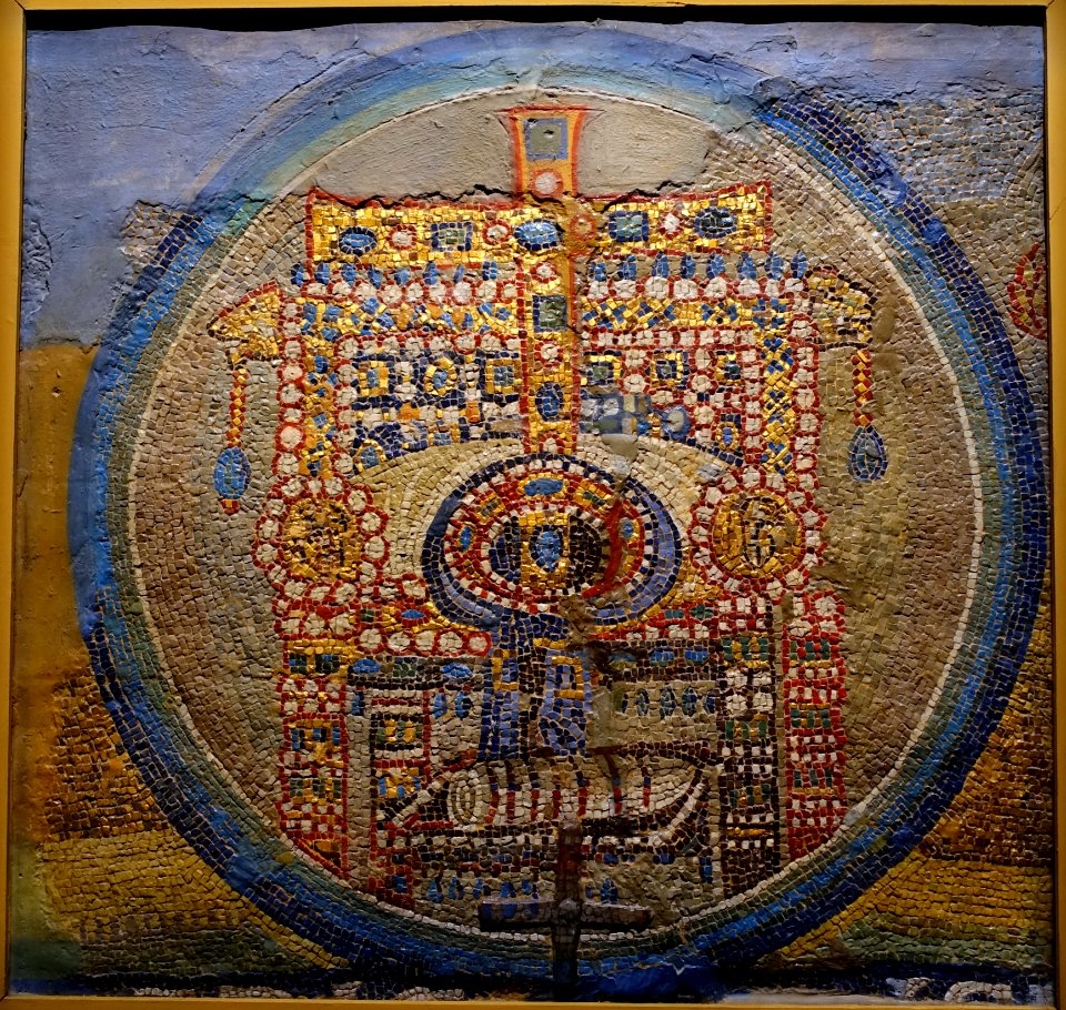 Last Judgment Throne (Hetoimasia), plaster cast from mosaics in the Santa Maria Maggiore, Rome, from the time of Sixtus III, 432-440 AD - Pinacoteca Vaticana - Vatican Museums - DSC01253