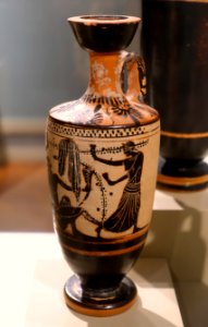 Lekythos, Greek, Attic, Archaic period, late 6th century BC, terracotta - Middlebury College Museum of Art - Middlebury, VT - DSC08029